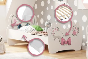 Cama infantil gato 140x70 branca - colchão e estrado incluído