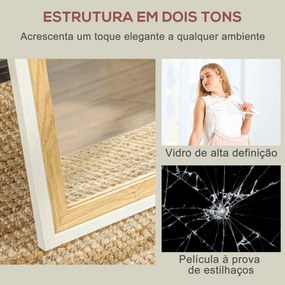Espelho de Pé "Aksel" – 37x157 cm – Branco e Madeira Escura