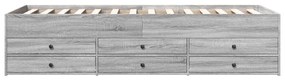 Sofá-cama com gavetas sem colchão 100x200 cm cinzento sonoma
