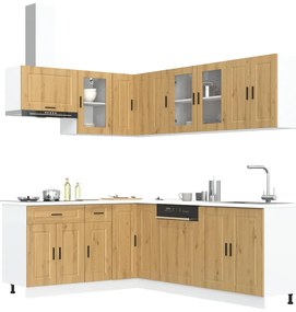 vidaXL 11 peças armário de cozinha conjunto Porto carvalho artisiano