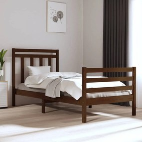 vidaXL Estrutura cama pequena solteiro 75x190 cm madeira castanho mel