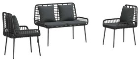 Conjunto de Jantar para Jardim 3 pcs Preto, Antracite