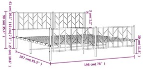 Estrutura de cama com cabeceira e pés 193x203 cm metal preto