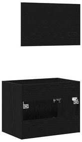 2 pcs conjunto móveis casa de banho carvalho preto