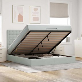 Estrutura cama otomana colchões 180x200cm veludo cinzento claro