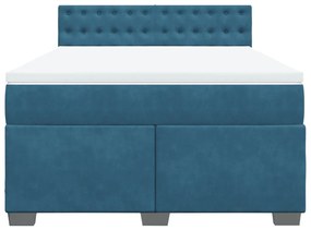 Cama com molas/colchão 160x200 cm veludo azul