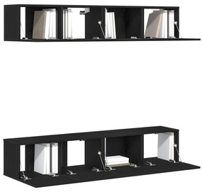 Conjunto de Estante de TV VidaXL com 4 Peças Montado na Parede em Made