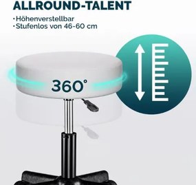 Conjunto 2 bancos com rodas 48 x 48 x 46 - 60 cm em couro sintético branco