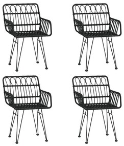 5 pcs conjunto de jantar p/ jardim vime PE preto
