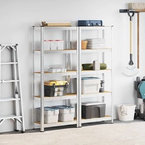 Prateleiras de armazenamento de 5 camadas 2 pcs aço prateado