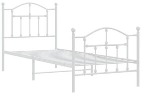 Estrutura de cama com cabeceira e pés 90x200 cm metal branco