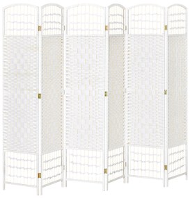 HOMCOM Biombo 6 Paineis Separador Ambientes Dobrável 242x170cm Divisória Fibra Papel Estilo Moderno Branco | Aosom Portugal