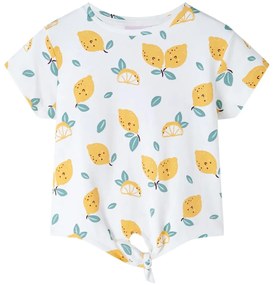 T-shirt infantil com cintura de atar cor cru 116