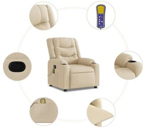 Poltrona de massagens reclinável tecido cor creme