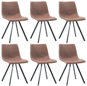 vidaXL Cadeiras de jantar 6 pcs couro artificial castanho