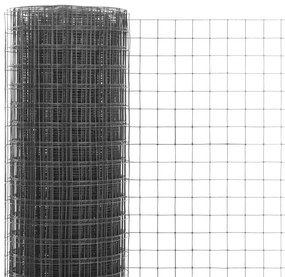 Cerca arame galinheiro 10x0,5m aço c/ revestimento PVC cinzento