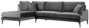 Sofá de Canto Papira - Antracite - 283 x 180 x 90 x 88 cm