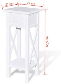 Mesa lateral com gaveta branco