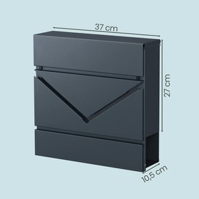 Caixa de correio 37 x 10,5 x 37 cm com compartimento para jornais, janela de visualização antracite