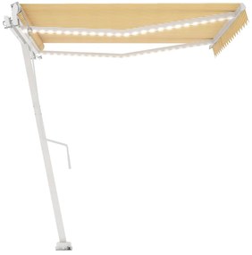 Toldo autom. LED e sensor de vento 400x300 cm amarelo/branco