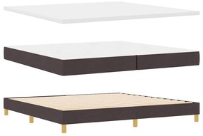 Cama Box Spring com Colchão e Banco Castanho Escuro 200x200 cm Tecido
