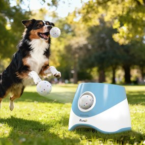 Lançador Automático de Bolas para Cães Pequenos e Médios, 25,9 x 27,1 x 21,4 cm, Distâncias de Lançamento Reguláveis, Azul