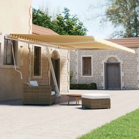 Toldo retrátil manual independente 500x300 cm amarelo e branco