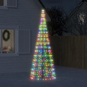 358114 vidaXL Árvore Natal c/ luz mastro bandeira 550 LEDs 300 cm colorido