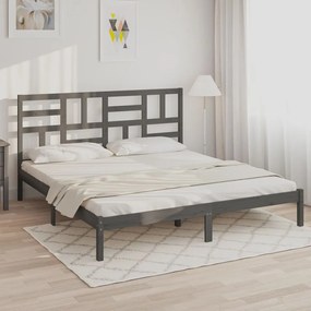 3105972 vidaXL Estrutura de cama 200x200 cm madeira maciça cinzento