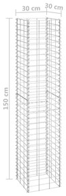 Canteiro/gabião elevado 3 pcs 30x30x150 cm ferro