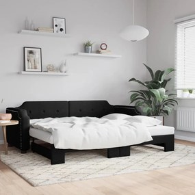 Sofá-cama com gavetão 90x190 cm tecido preto