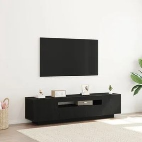 Gabinete de TV vidaXL com luzes LED em Preto Carvalho, 160x35x40 cm em