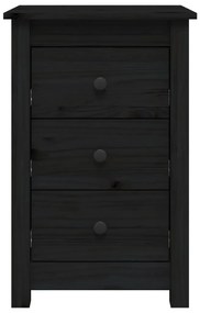 Mesa de cabeceira 40x35x61,5 cm madeira de pinho maciça preto