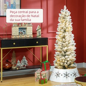Árvore de Natal Árvore de Natal artificial nevada de 150 cm com 120 luzes LED 263 ramos e suporte metálico Árvore de Natal para sala verde e branca