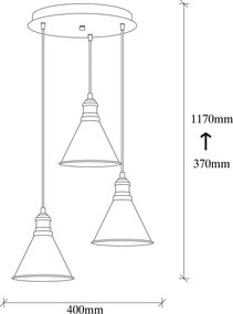 Candeeiro de Teto Berceste – Preto – Diâmetro 40 cm x Altura 117 cm