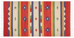 Tapete Kilim em algodão multicolor 80 x 150 cm ALAPARS Beliani