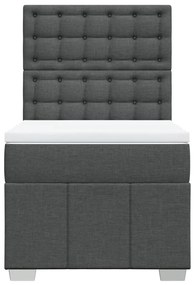 Cama com molas/colchão 90x200 cm tecido cinzento-escuro