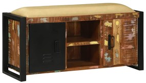Armário Banco Multicolorido 100x35x50 cm Madeira Sólida Recuperada