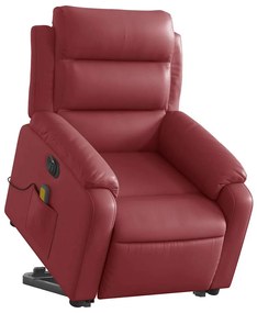 Poltrona reclin. elevatória elétrica couro artif vermelho-tinto
