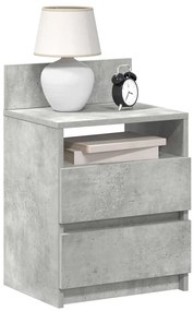 Mesa de cabeceira com 2 gavetas 40x33x60 cm cinzento cimento