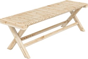Outsunny Banco de Jardim em madeira maciça, Banqueta de Jardim com Assento em Ripas Efeito Madeira, 140 x 40 x 43 cm, Madeira Natural | Aosom Portugal