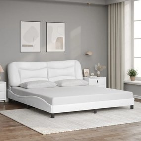 Estrutura cama c/ cabeceira 180x200 cm couro artificial branco