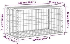 Banco de jardim c/ design gabião 103x44x42 cm pinho maciço
