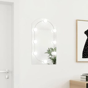 vidaXL Espelho com luzes LED 70x40 cm vidro arqueado