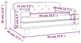 Sofá infantil 70x45x30 cm couro artificial cor creme