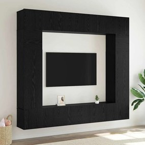 vidaXL Conjunto de móvel de TV 8 pcs Carvalho preto 100 x 30 x 30 cm