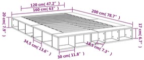 Estrutura de cama 160x200 cm derivados de madeira branco