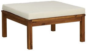6 pcs conjunto lounge jardim c/ almofadões creme acácia maciça