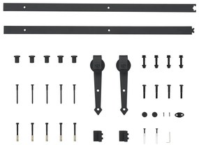 Kit de ferragens para porta deslizante 183 cm aço preto