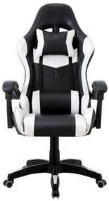 Cadeira de escritório SAKHIR, gaming, pele sintética preta e branca
